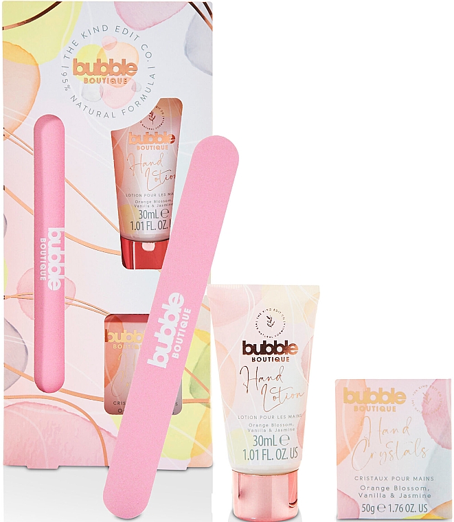 Набор - The Kind Edit Co Bubble Boutique Hand Care Set (h/lot/30ml + h/crystals/50g + n/file) — фото N1