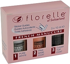 Парфумерія, косметика Florelle French Manicure (nail/polish/10ml + base/10ml + top/10ml) - Набір для французького манікюру