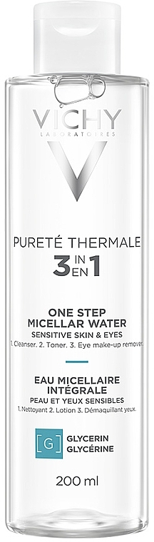 Міцелярна вода 3-в-1 для чутливої шкіри обличчя та очей - Vichy Purete Thermale 3in1 One Step Micellar Water