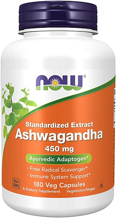 Пищевая добавка "Ашваганда", 450 мг - Now Foods Ashwagandha — фото N1