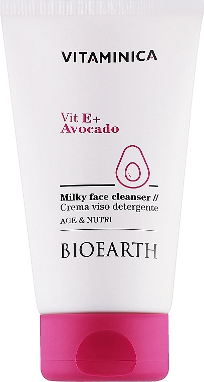 Очищающее молочко для лица - Bioearth Vitaminica Vit E + Avocado Milky Face Cleanser