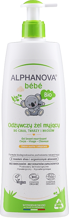 Гель очищающий для волос и тела для сухой кожи - Alphanova Bebe Nourishing Wash Gel — фото N1