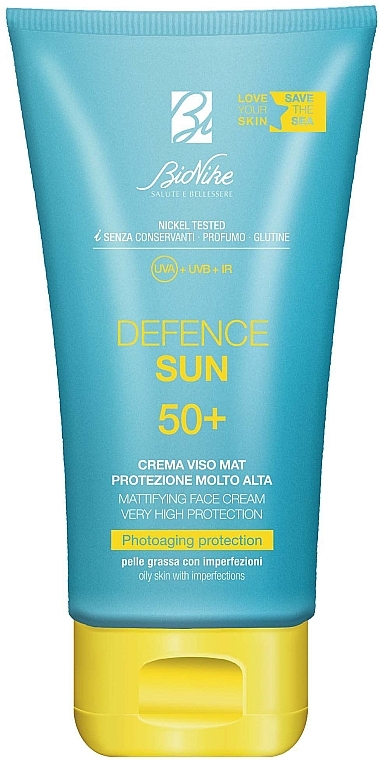 Сонцезахисний матувальний крем - BioNike Defence Sun SPF50 Mattifying Face Cream — фото N1