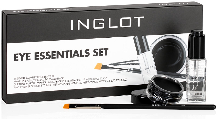Набор - Inglot Eye Essentials Set (liner/5,5g + 9ml + duraline/9ml + brush/1pc) — фото N1