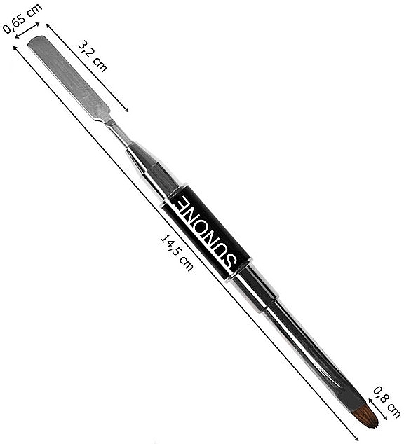 Двустороння кисть для дизайна ногтей со шпателем - Sunone — фото N3