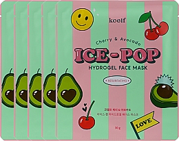 Гидрогелевая маска для лица с вишней и авокадо - Petitfee & Koelf Cherry & Avocado Ice-Pop Hydrogel Face Mask — фото N2