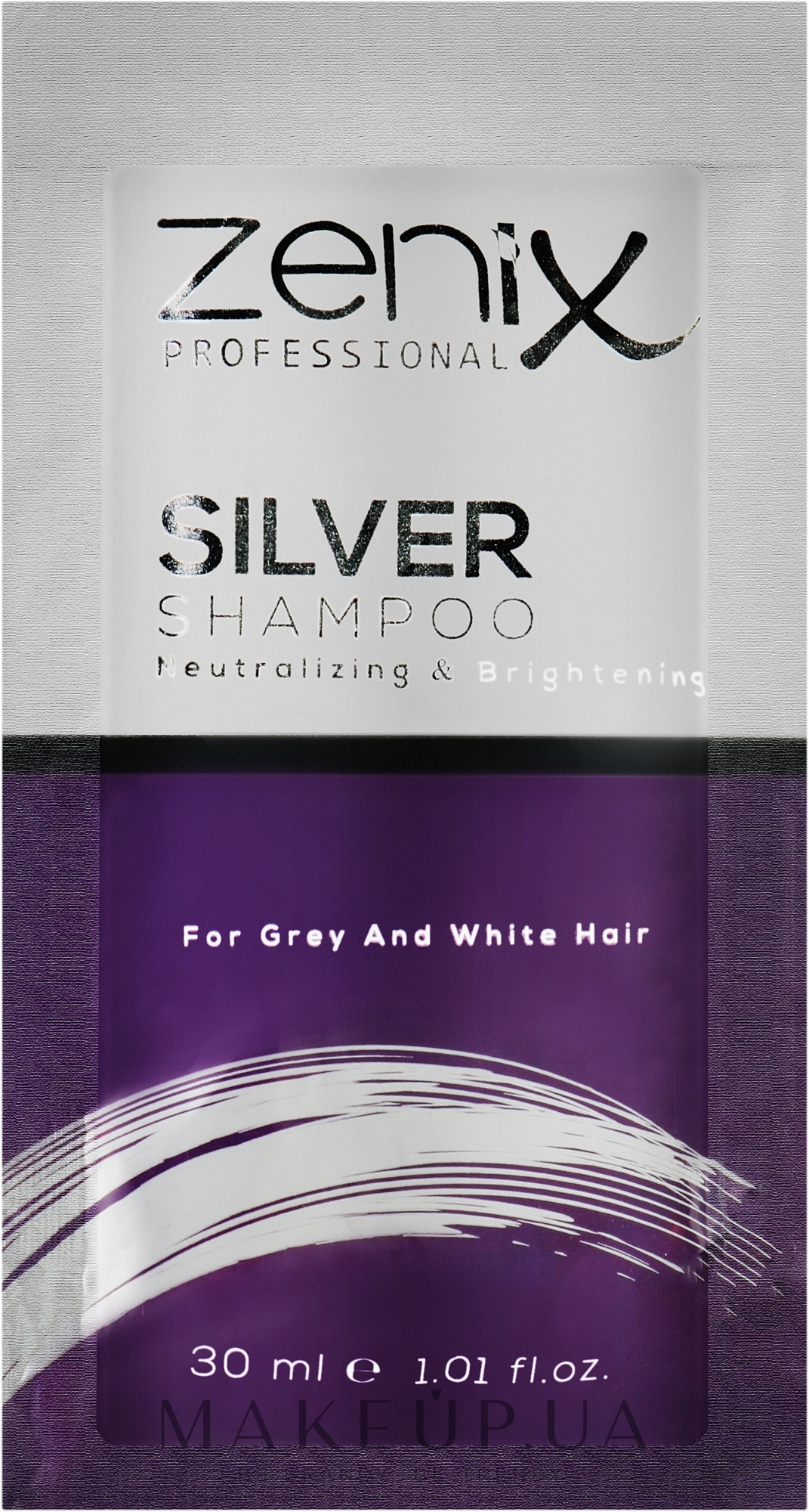 Серебряный шампунь для осветленных, мелированных и седых волос - Zenix Prof Hair Silver Shampoo (саше) — фото 30ml
