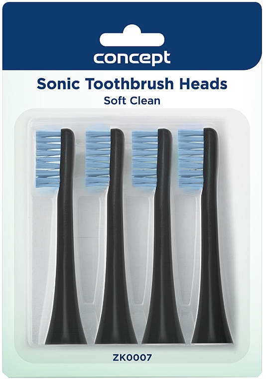 Сменные головки для зубной щетки, черные - Concept Sonic Toothbrush Heads Soft Clean ZK0007 — фото N1