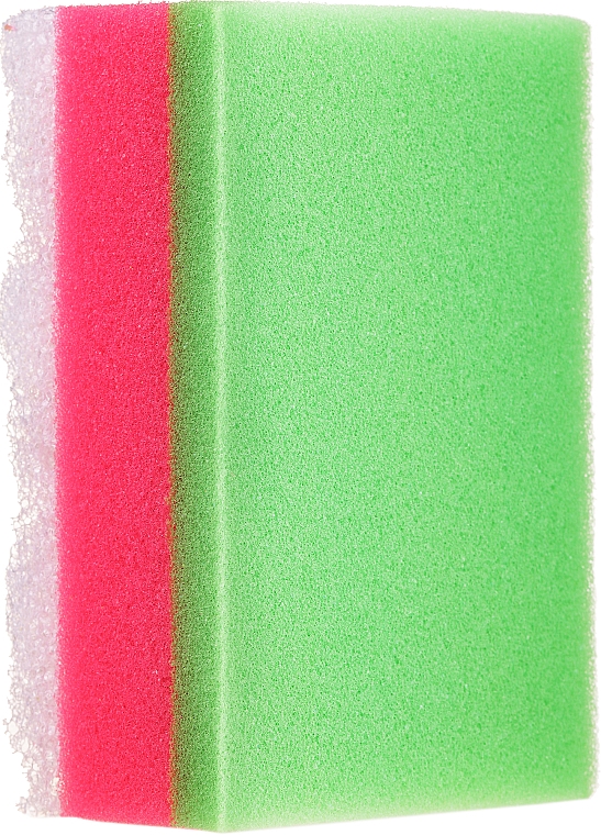 Прямокутна губка для ванни, зелено-рожева - Ewimark — фото N1