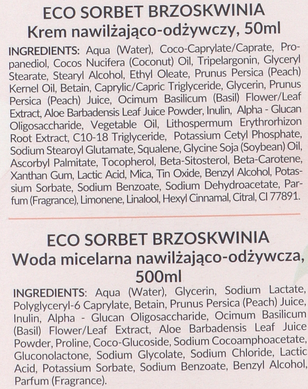 Набір "Персик" - Bielenda Eco Sorbet (micellar/water/500ml + cr/50ml) — фото N4