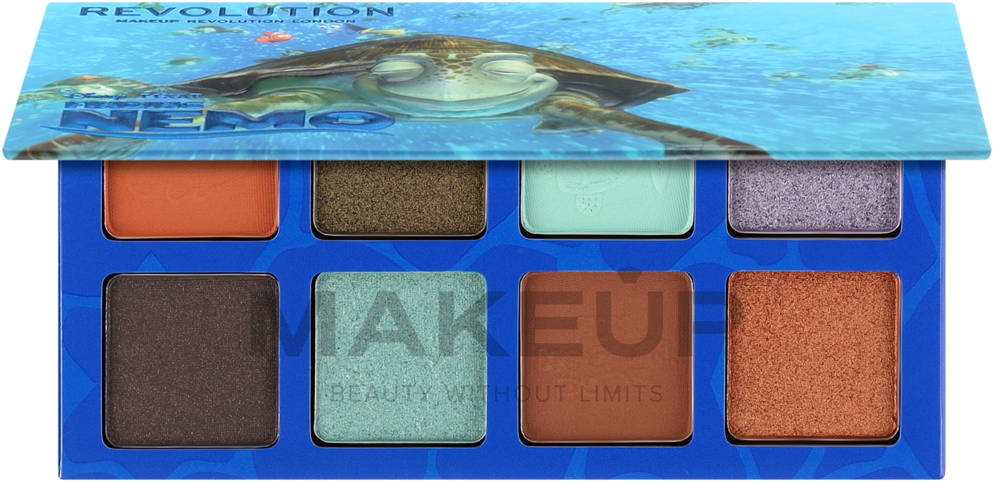 Палетка теней для век - Makeup Revolution Disney & Pixar’s Finding Nemo Fin, Noggin, Dude Shadow Palette — фото 8.8g