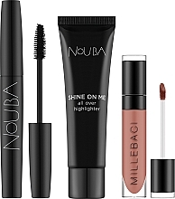 Набір "Shine On Me Nude" - NoUBA Shine On Me Gift Set  Nude (mascara/9ml + lipstick/6ml + highlighter/30ml) — фото N2