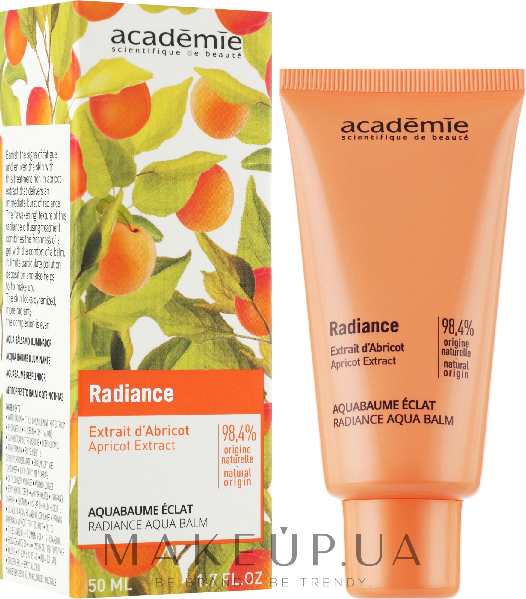 Бальзам для лица с экстрактом абрикоса - Academie Radiance Aqua Balm Eclat 98.4% Natural Ingredients — фото 50ml