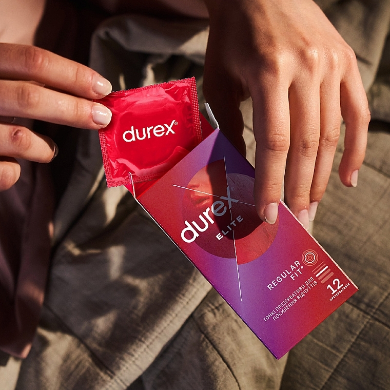 Презервативи латексні з силіконовою змазкою (тонкі), 12 шт - Durex Elite — фото N6