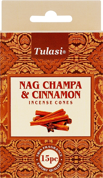 Благовония конусы "Наг Чампа и корица" - Tulasi Nag Champa & Cinnamon Incense Cones