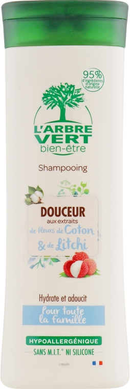 Шампунь пом'якшувальний з екстрактом лічі і квітів бавовни - L'Arbre Vert Shampoo