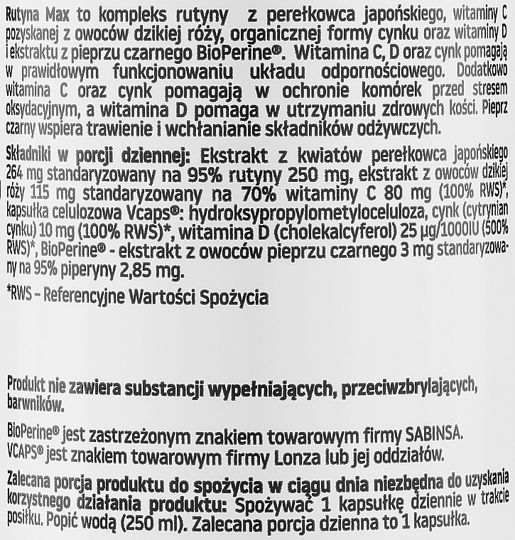 Пищевая добавка "Рутин" 60 шт. - Pharmovit Clean Label — фото N2