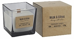Ароматична свічка з дерев'яним ґнотом "Мускус і цитрус" - Bispol Fragrance Candle Musk & Citrus — фото N1