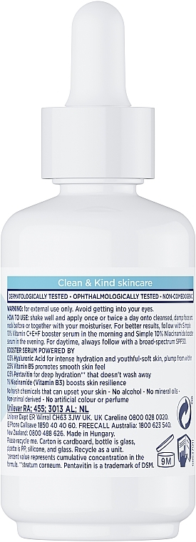 Сироватка для обличчя "Гіалуронова кислота + вітамін В5" - Simple Hyaluronic Acid + B5 Booster Serum * — фото N2