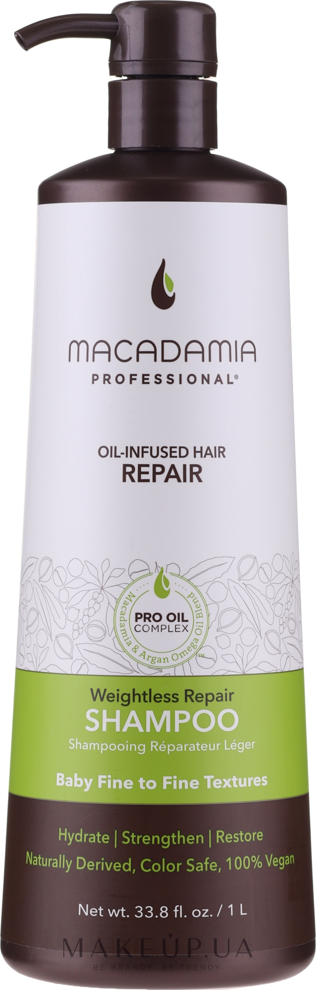 Восстанавливающий шампунь для волос - Macadamia Professional Weightless Repair Shampoo — фото 1000ml