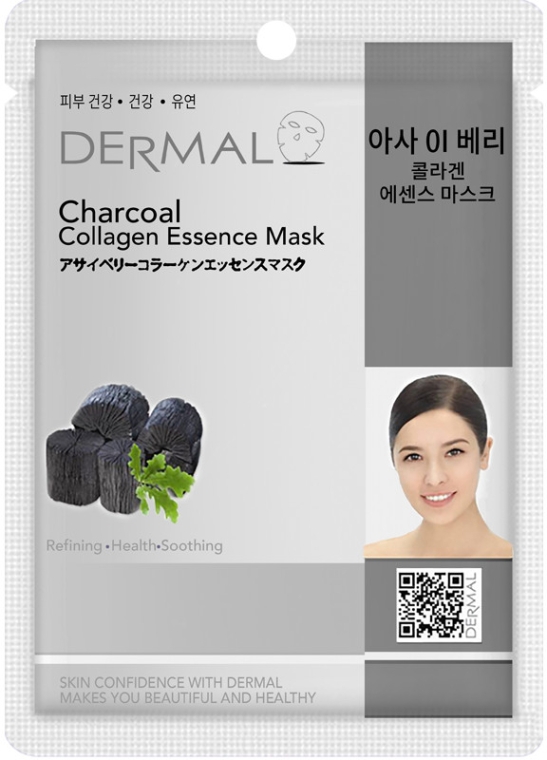 Маска з колагеном і деревним вугіллям - Dermal Charcoal Collagen Essence Mask — фото N1