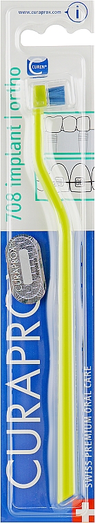 Монопучкова зубна щітка "Single CS 708", салатова з синім - Curaprox — фото N1