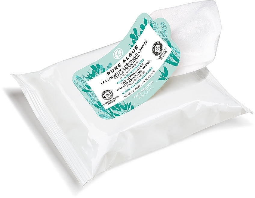 Влажные салфетки для демакияжа с микроводорослями - Yves Rocher Pure Algue Makeup Remover Wipes — фото N2