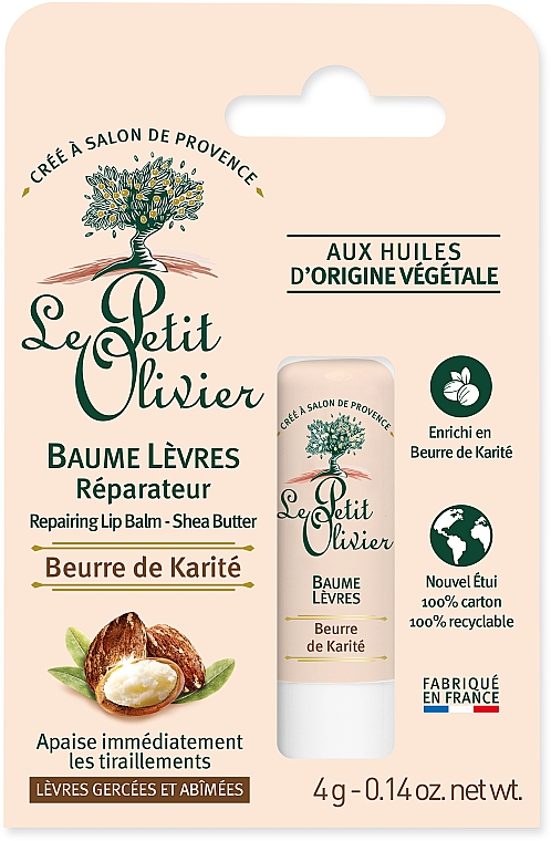 Зволожуючий бальзам для губ Масло Ши - Le Petit Olivier Ultra moisturising lip balm with fair trade Shea butter — фото N1