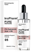 Парфумерія, косметика Сироватка для обличчя з 2% гіалуроновою кислотою й вітаміном В5 - InoPharm Pure Elements 2% Hyaluronic Acid + B5