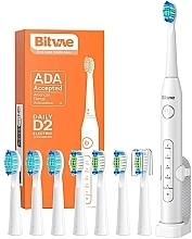Электрическая зубная щетка Daily D2, 8 насадок, белая - Bitvae — фото N1