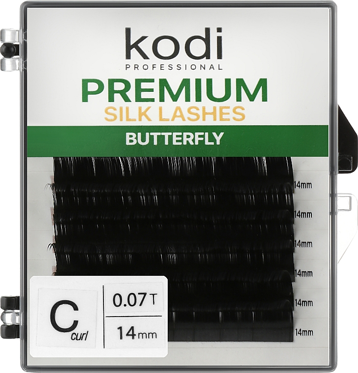 Накладні вії Butterfly Green C 0.07 (6 рядів: 14 mm) - Kodi Professional — фото N1