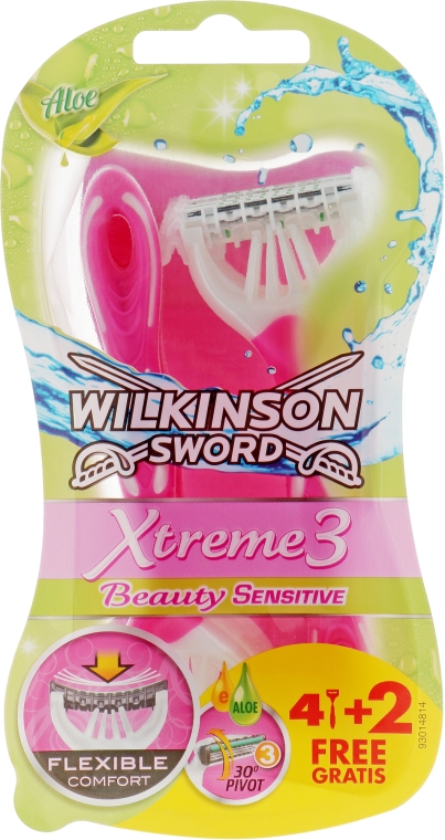 Одноразовые станки, 4+2 шт - Wilkinson Sword Xtreme 3 Beauty Sensitive — фото N1