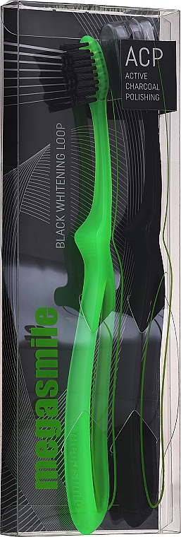 Зубна щітка "Блек Вайтенінг Loop», зелена + чорна - Megasmile Black Whiteninng Loop