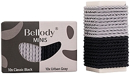 Резинки для волосся, чорні та сірі, 20 шт. - Bellody Minis Hair Ties Black & Gray Mixed Package — фото N1