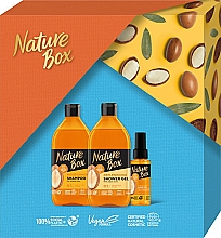 Набор - Nature Box Argan Oil (shmp/385ml + cond/385ml + oil/70ml) — фото N1
