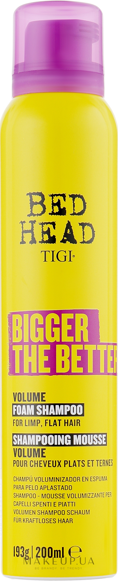 Шампунь-пінка для надання об'єму тонкому волоссю - Tigi Bed Head Bigger The Better Volume Foam Shampoo — фото 200ml