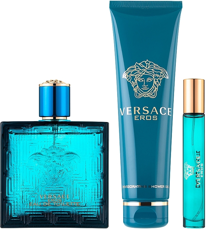 Versace Eros - Набор (edt/100ml + sh/gel/150ml + edt/10ml) — фото N2