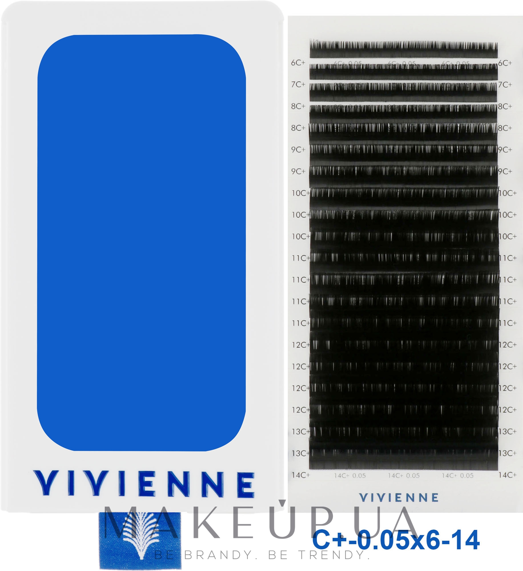 Накладные ресницы "Elite", черные, 20 линий (mix, 0,05, С + , 6-14) - Vivienne — фото 1уп