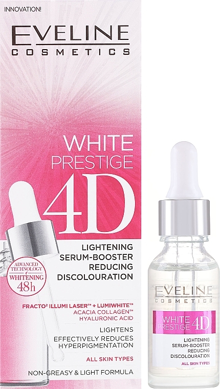 Сироватка для обличчя - Eveline White Prestige 4D Lightening Serum-Booster Reducing Discolouration — фото N2