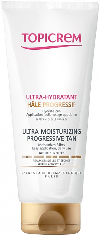 Увлажняющее молочко-автозагар для сухой и чувствительной кожи - Topicrem Ultra-Moisturizing Progressive Tan
