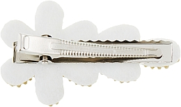 Заколка-затискач з намистинами для волосся, HA-1323, квіточка з листочком - La Rosa — фото N2