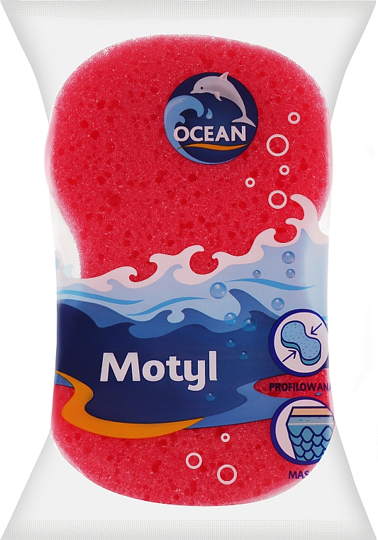 Губка масажна для купання "Motyl", червона - Ocean — фото N1