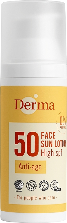 Сонцезахисний антивіковий лосьйон для обличчя - Derma Sun Face Lotion Anti-Age SPF50 — фото N1