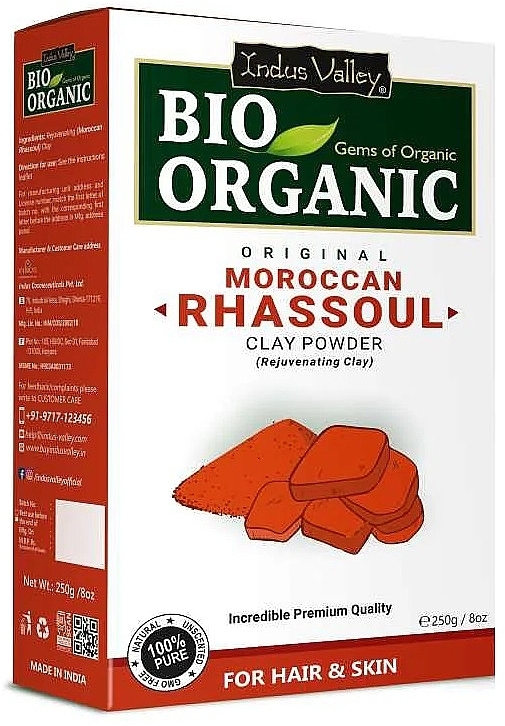 Марокканська глина гассул - Indus Valley Bio Organic Moroccan Rhassoul Clay Powder — фото N1