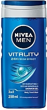 Парфумерія, косметика Гель для душу 3 в 1 - NIVEA MEN Vitality 24H Fresh Effect 3 In 1 Shower Gel