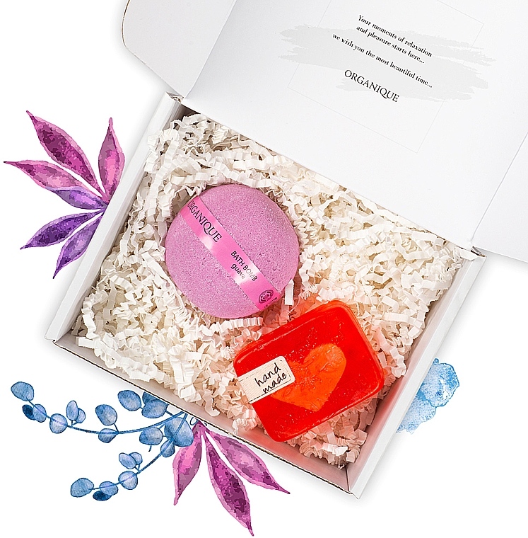 Подарочный набор "Красочное сердце" - Organique (soap/100g + bath/bomb/170g) — фото N1