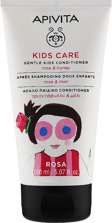 Дитячий кондиціонер з трояндою і медом - Apivita Babies & Kids Natural Baby Kids Conditioner With Honey & Rose Bulgarian — фото N1