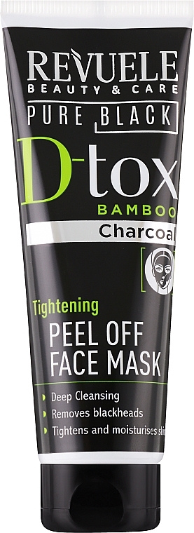 Маска-плівка для обличчя з бамбуковим вугіллям - Revuele Pure Black Detox Peel Off Face Mask