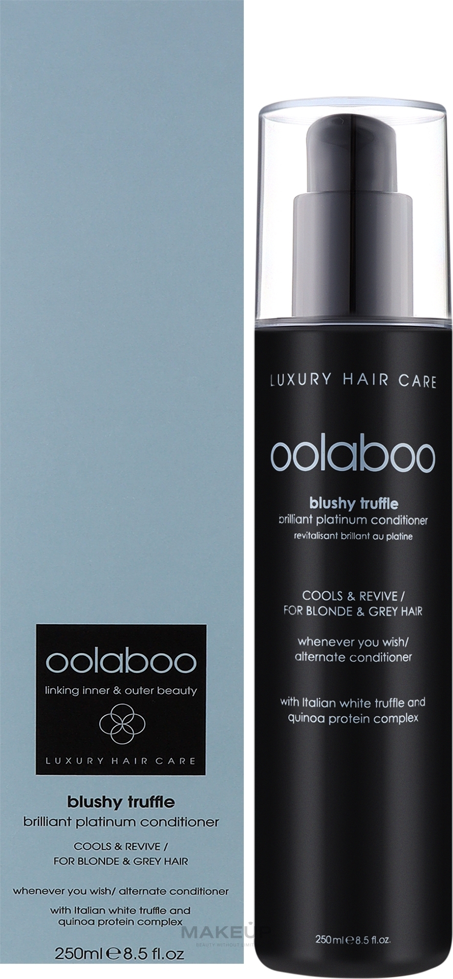 Живильний кондиціонер для волосся з фіолетово-блакитними пігментами для нейтралізації жовтизни - Oolaboo Blushy Truffle Brilliant Platinum Hair Conditioner — фото 250ml