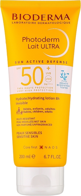 Ультраувлажняющий лосьон для лица и тела - Bioderma Photoderm Lait Ultra Moisturising Lotion Sensitive Skin SPF 50+ — фото N1